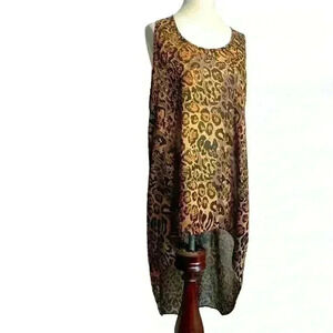 Seven 7 for all mankind animal print sheer tank cover top-size Large